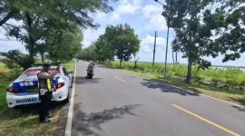 Saat Petugas Satlantas Polres Sumenep sedang Patroli di Lokasi Rawan 