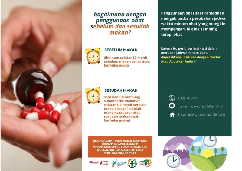 Foto/Dok : Panduan pengguna obat selama bulan puasa Ramadhan dari Puskesmas Lenteng. @sumber_RADAR9.ID