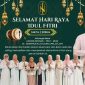 Pamflet: Ucapan selamat Hari Raya Idul Fitri 1447 H/2026 H dari keluarga besar Kantor Notaris (PPKT - NPAK) yang dipimpin oleh Dr. Nagfhir, S.H., S.I.H., M.Kn., CPM, CH, CHT.