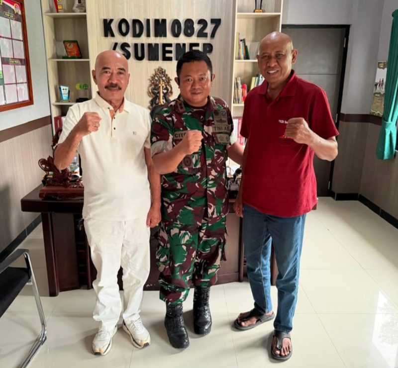 Foto: Ketua PKDI Sumenep H. Ubaid Abdul Hayat dan Pembina PKDI Miskun Legiyono bertemu Dandim 0827/Sumenep di Makodim Sumenep. Dok. RADAR9.ID.
