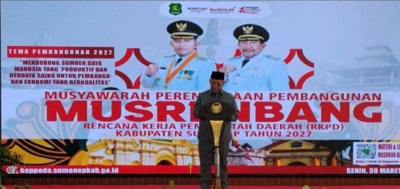 Foto: Wakil Ketua DPRD Kabupaten Sumenep, H. Dul Siam, saat menghadiri Musrenbang RKPD 2027 di Pendopo Agung Keraton Sumenep, Senin (30/03/2026).