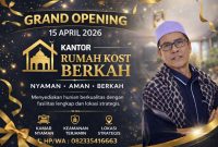 Foto: Pamflet resmi Grand Opening Rumah Kost Berkah di Desa Gunggung, Kecamatan Batuan, Kabupaten Sumenep.