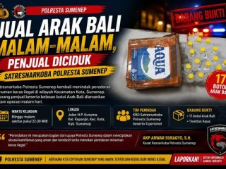Satresnarkoba Polresta Sumenep Sita 17 Botol Arak Bali dari Penjual di Kepanjin